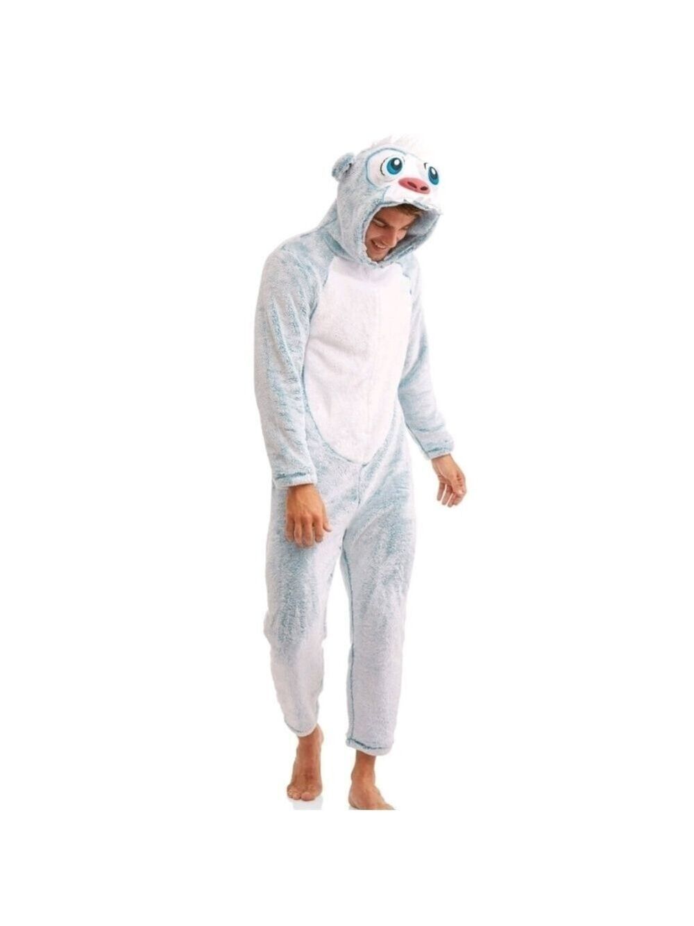 🎃 L • Briefly Stated • Light Blue and White Yeti (Abominable Snowman)Onesie